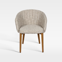 Curved Back Hospitality Armchair With Waterproof Weave Fabric And Wood Grain Legs