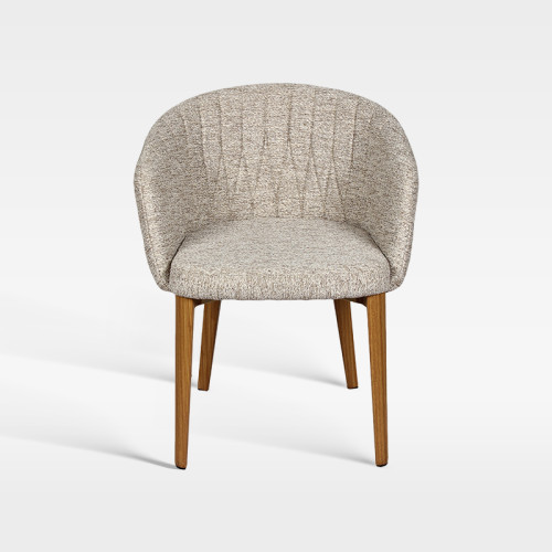Curved Back Hospitality Armchair With Waterproof Weave Fabric And Wood Grain Legs