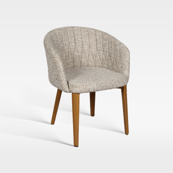 Curved Back Hospitality Armchair With Waterproof Weave Fabric And Wood Grain Legs