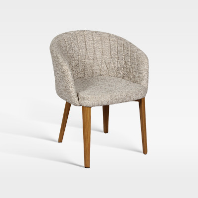 Curved Back Hospitality Armchair With Waterproof Weave Fabric And Wood Grain Legs