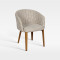 Curved Back Hospitality Armchair With Waterproof Weave Fabric And Wood Grain Legs