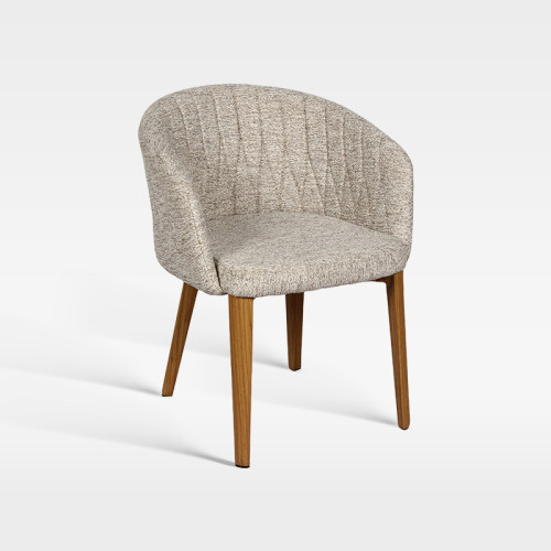 Curved Back Hospitality Armchair With Waterproof Weave Fabric And Wood Grain Legs