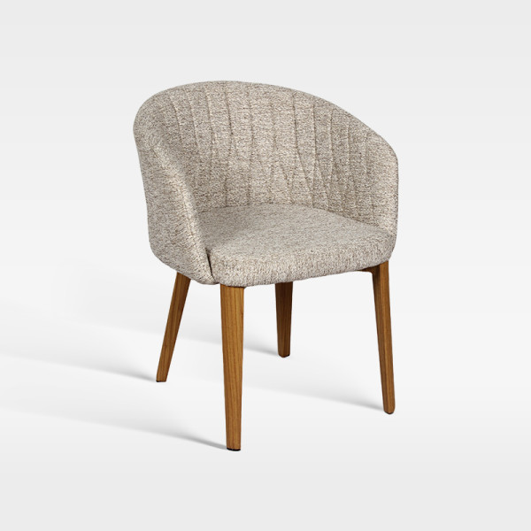 Curved Back Hospitality Armchair With Waterproof Weave Fabric And Wood Grain Legs