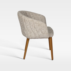 Curved Back Hospitality Armchair With Waterproof Weave Fabric And Wood Grain Legs