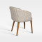 Curved Back Hospitality Armchair With Waterproof Weave Fabric And Wood Grain Legs