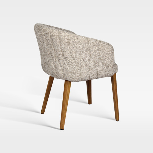 Curved Back Hospitality Armchair With Waterproof Weave Fabric And Wood Grain Legs