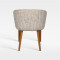 Curved Back Hospitality Armchair With Waterproof Weave Fabric And Wood Grain Legs