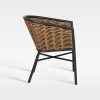 All Weather Synthetic Wicker Dining Chair With Black Metal Frame And Cushion For Hotel Patio Use
