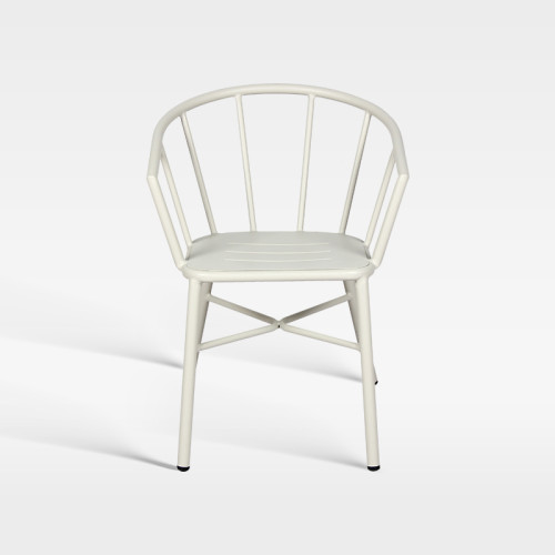 Commercial Hospitality Outdoor Armchair Matte White Powder Coated Aluminum Chair