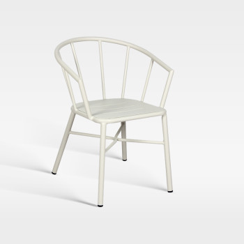 Commercial Hospitality Outdoor Armchair Matte White Powder Coated Aluminum Chair