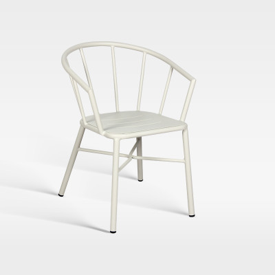 Commercial Hospitality Outdoor Armchair Matte White Powder Coated Aluminum Chair