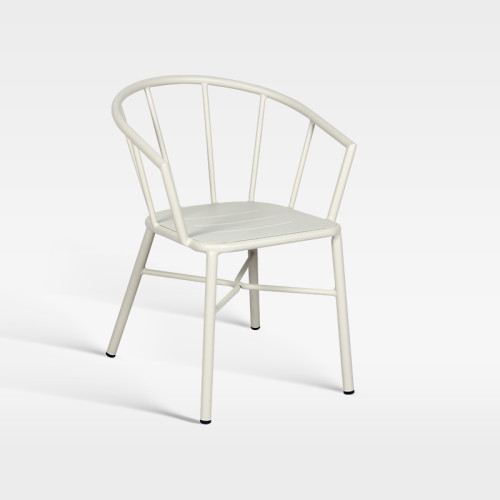 Commercial Hospitality Outdoor Armchair Matte White Powder Coated Aluminum Chair