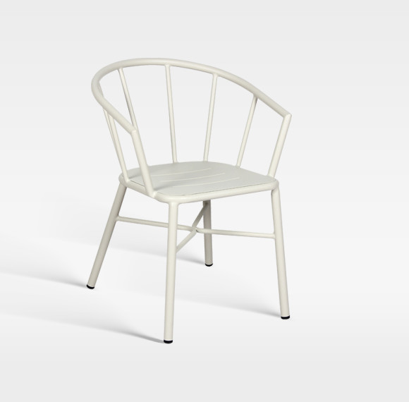 Commercial Hospitality Outdoor Armchair Matte White Powder Coated Aluminum Chair