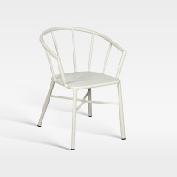 Commercial Hospitality Outdoor Armchair Matte White Powder Coated Aluminum Chair