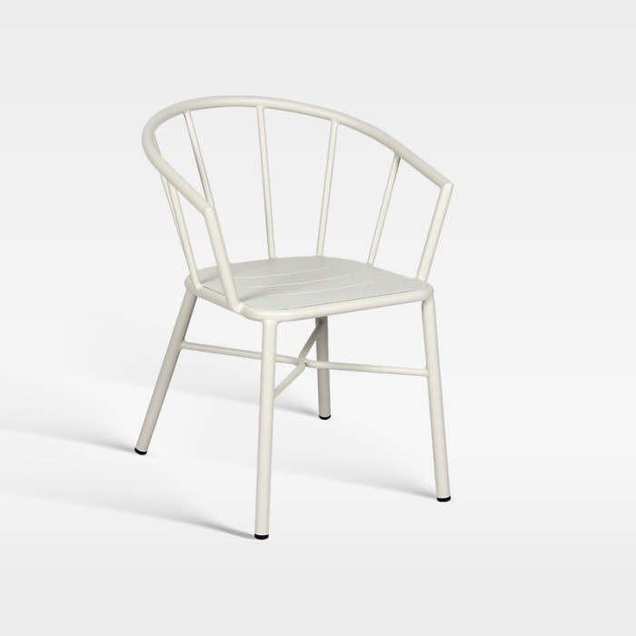 Commercial Hospitality Outdoor Armchair Matte White Powder Coated Aluminum Chair