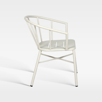Commercial Hospitality Outdoor Armchair Matte White Powder Coated Aluminum Chair