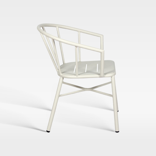 Commercial Hospitality Outdoor Armchair Matte White Powder Coated Aluminum Chair