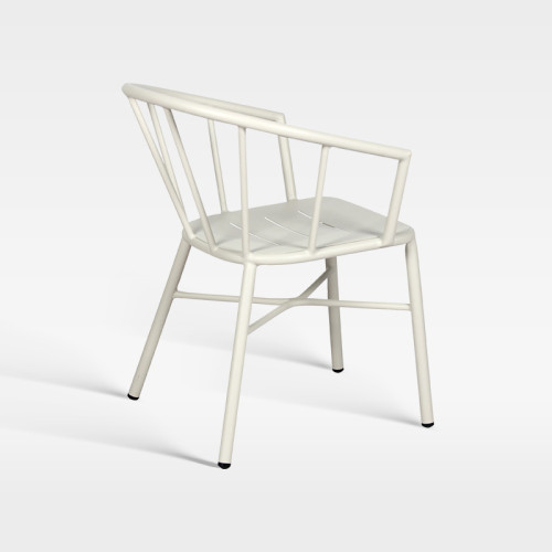 Commercial Hospitality Outdoor Armchair Matte White Powder Coated Aluminum Chair