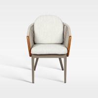 Modern Hospitality Outdoor Woven Rope Armchair With Teak Accents And Water-Resistant Cushion