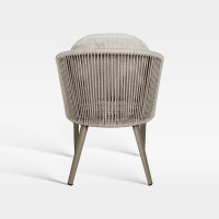 Modern Hospitality Outdoor Woven Rope Armchair With Teak Accents And Water-Resistant Cushion