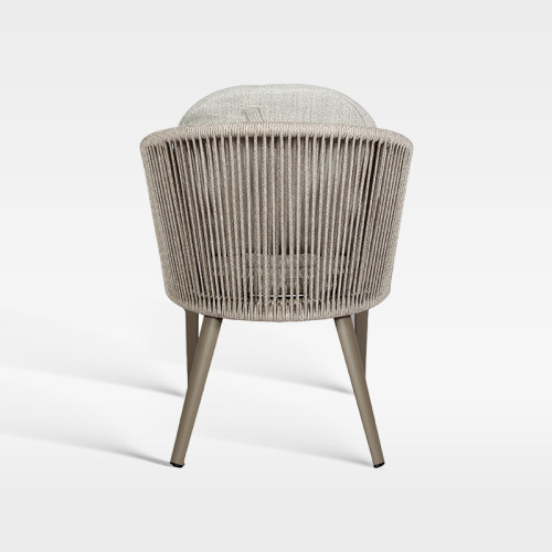 Modern Hospitality Outdoor Woven Rope Armchair With Teak Accents And Water-Resistant Cushion