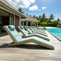 Aluminum Frame Reclining Sun Lounger Waterproof Cushion For Seaside Resort Hotel Pool
