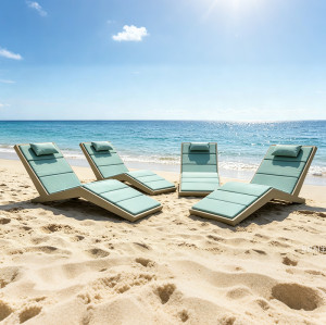 Aluminum Frame Reclining Sun Lounger Waterproof Cushion For Seaside Resort Hotel Pool