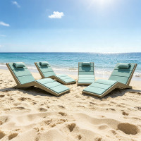 Aluminum Frame Reclining Sun Lounger Waterproof Cushion For Seaside Resort Hotel Pool