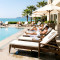 Luxury Hand Carved Woven Wicker Chaise Longue Set Stain Resistant Soft Seat For Beach Swimming Pool