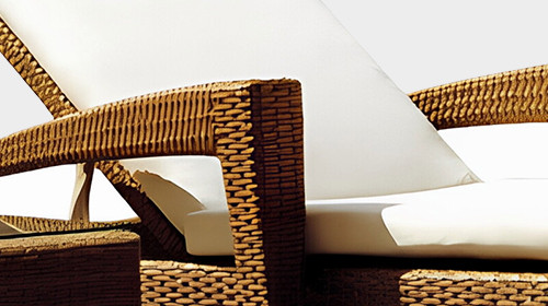 Luxury Hand Carved Woven Wicker Chaise Longue
