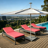 All Weather Rust Proof Aluminum Frame Woven Chaise Bed Removable Color Custom Cushion With Storage End Table