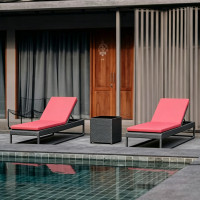 All Weather Rust Proof Aluminum Frame Woven Chaise Bed Removable Color Custom Cushion With Storage End Table