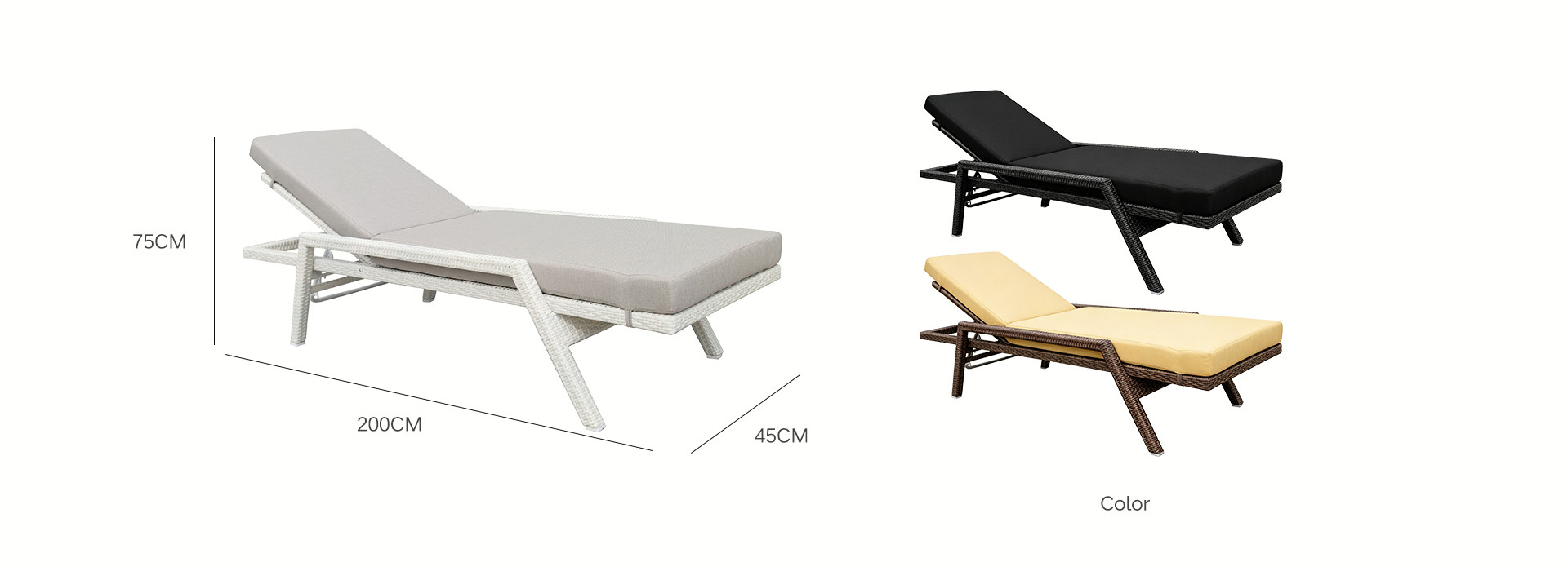 Hotel Poolside Outdoor Relaxation Pe Rattan Chaise Lounge Chair