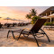 Curved Wave Aluminum Frame Wicker Sun Lounger Chair With Wooden Arm For Hotel Pool Terrace