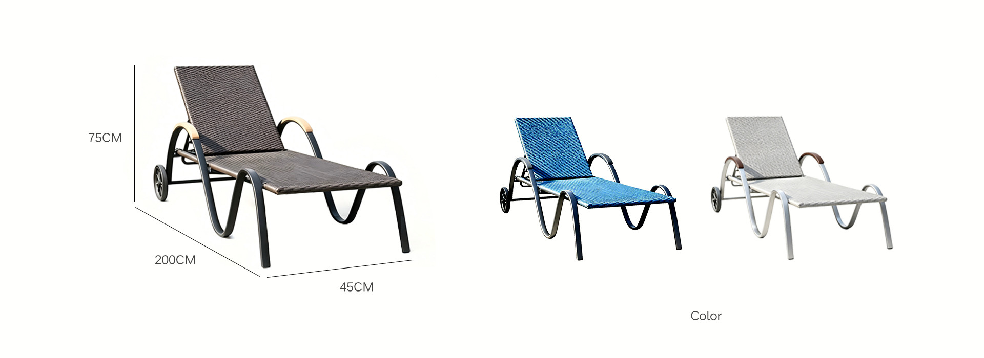 Aluminum Frame Wicker Sun Lounger Chair