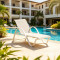 Poolside Aluminum Chaise Lounge Side Table Set Weather Resistant Textilene Outdoor Recliner Furniture