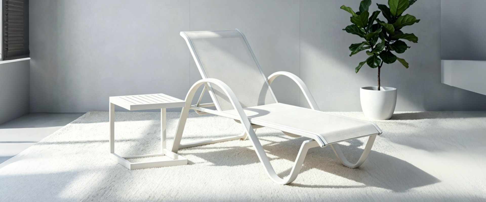 Poolside Aluminum Chaise Lounge Side Table Set