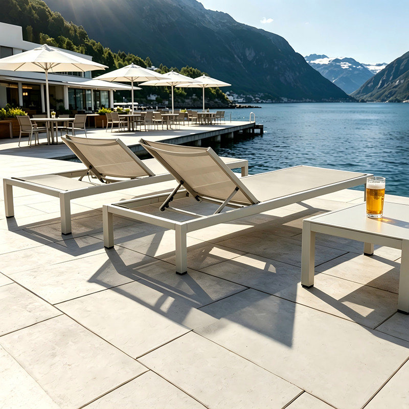 Luxury Seaside Resort Pool Aluminum Adjustable Mesh Chaise Lounge