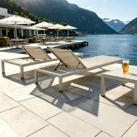 Luxury Seaside Resort Pool Aluminum Adjustable Mesh Chaise Lounge Outdoor Hotel Furniture