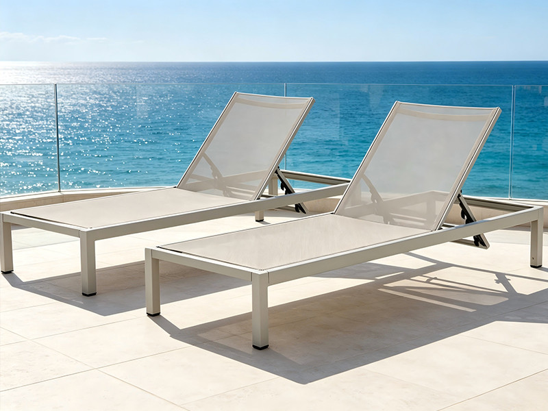 Luxury Seaside Resort Pool Aluminum Adjustable Mesh Chaise Lounge
