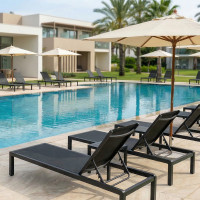 Luxury Seaside Resort Pool Aluminum Adjustable Mesh Chaise Lounge Outdoor Hotel Furniture