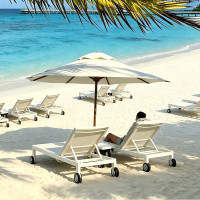 Aluminum Teslin Reclining Sun Lounger Chair With Wheels For Hotel Swimming Pool Resort Patio
