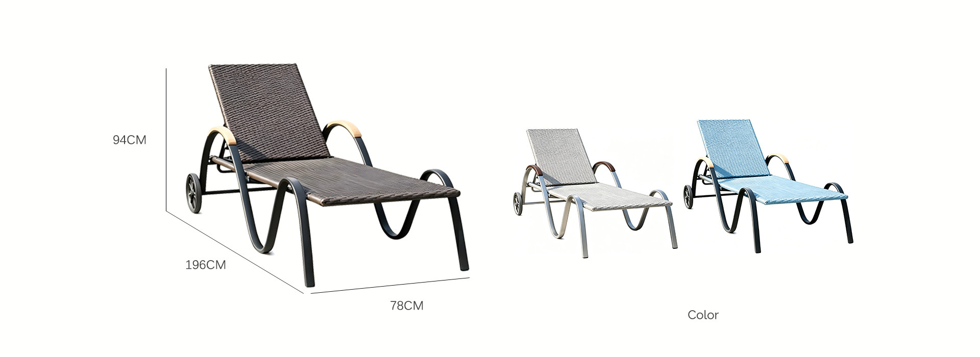 Aluminum Teslin Reclining Sun Lounger Chair 