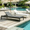 Weather Resistant Synthetic Rattan Recline Chaise Bed With Wheels For Villa Backyard Hotel Patio