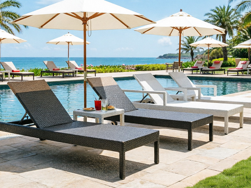 Weather Resistant Synthetic Rattan Recline Chaise Bed