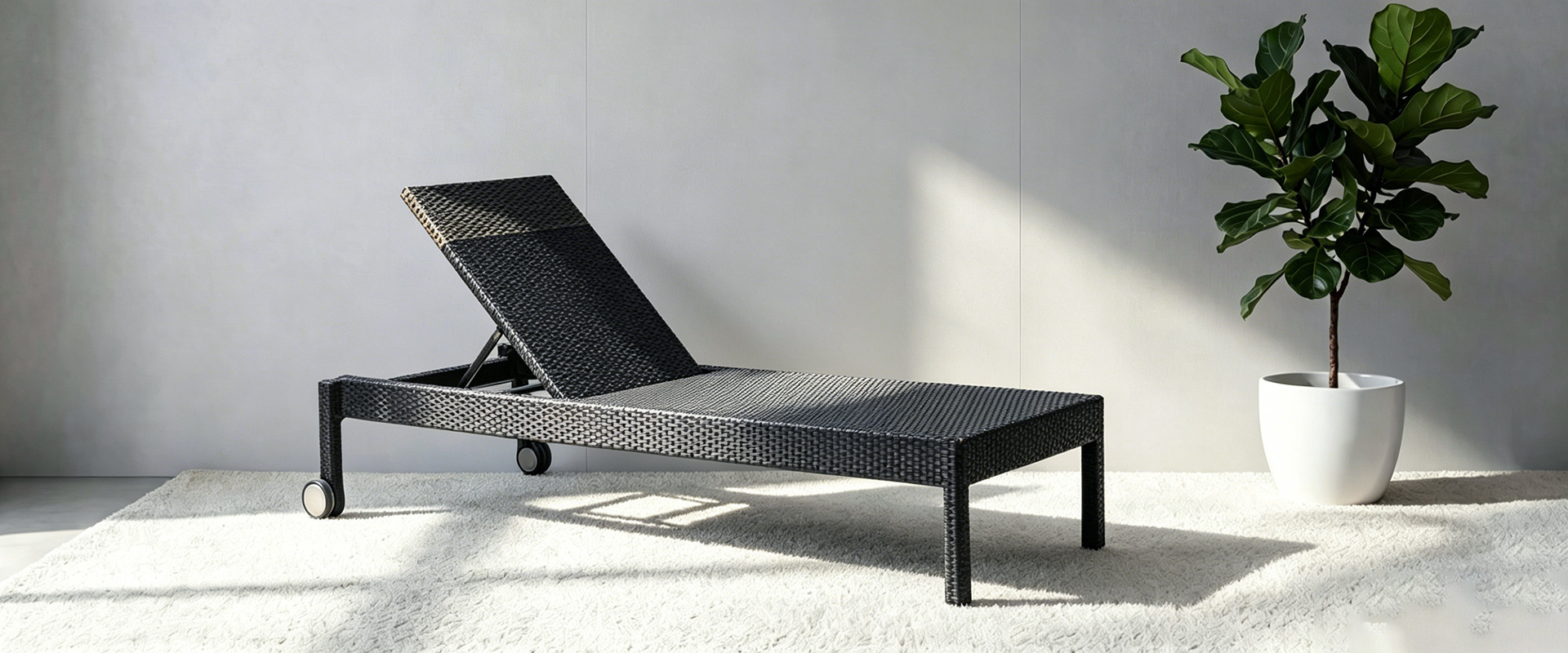 Weather Resistant Synthetic Rattan Recline Chaise Bed