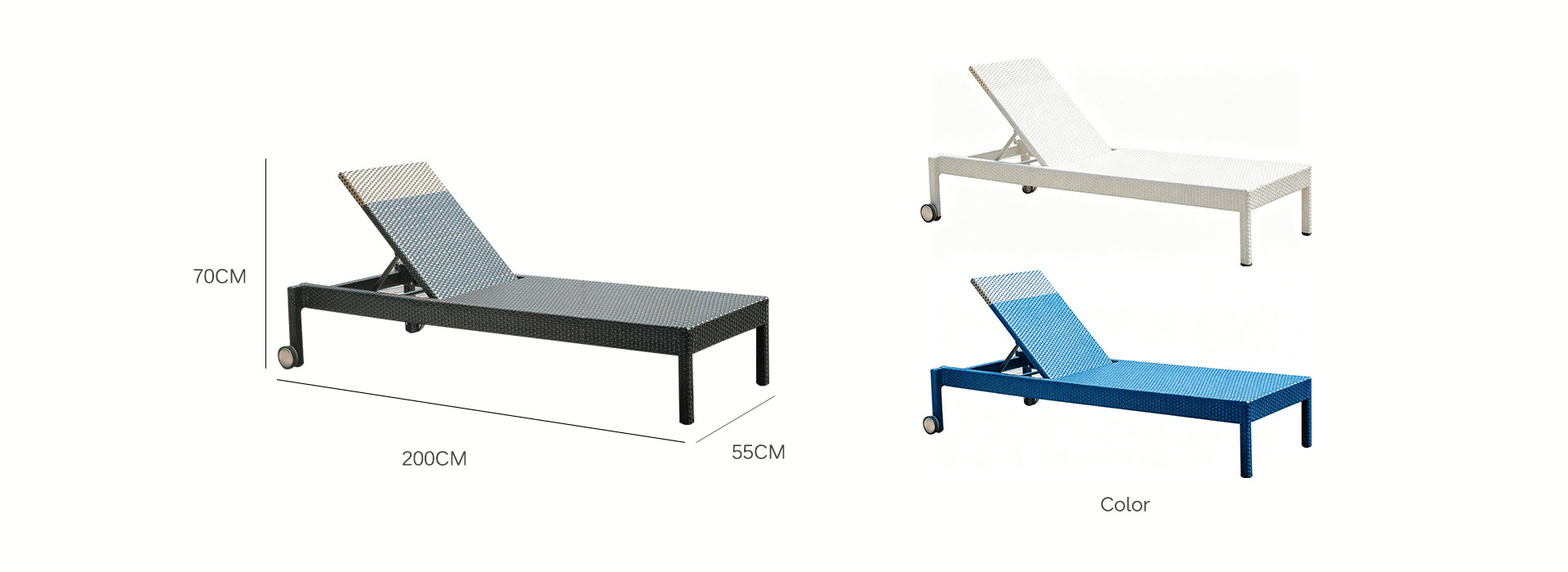 Weather Resistant Synthetic Rattan Recline Chaise Bed