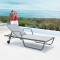 Mobile Wheel Textilene Beach Sunbed ForTropical Seaside Hotel Resort Outdoor