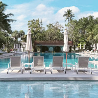 Mobile Wheel Textilene Beach Sunbed ForTropical Seaside Hotel Resort Outdoor