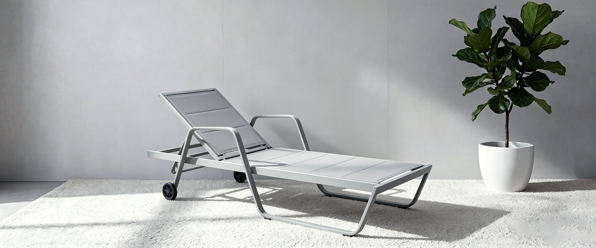 Mobile Wheel Textilene Beach Sunbed